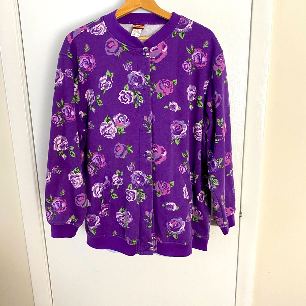 NEW XL purple floral snap-front jacket